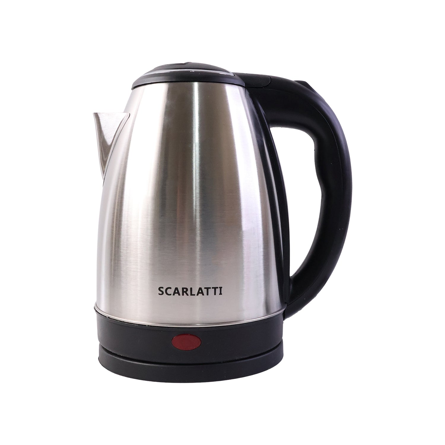 Wukusy Scarlatti stainless steel electric kettle with 2-liter capacity, featuring a sleek modern design and a handle for easy pouring
