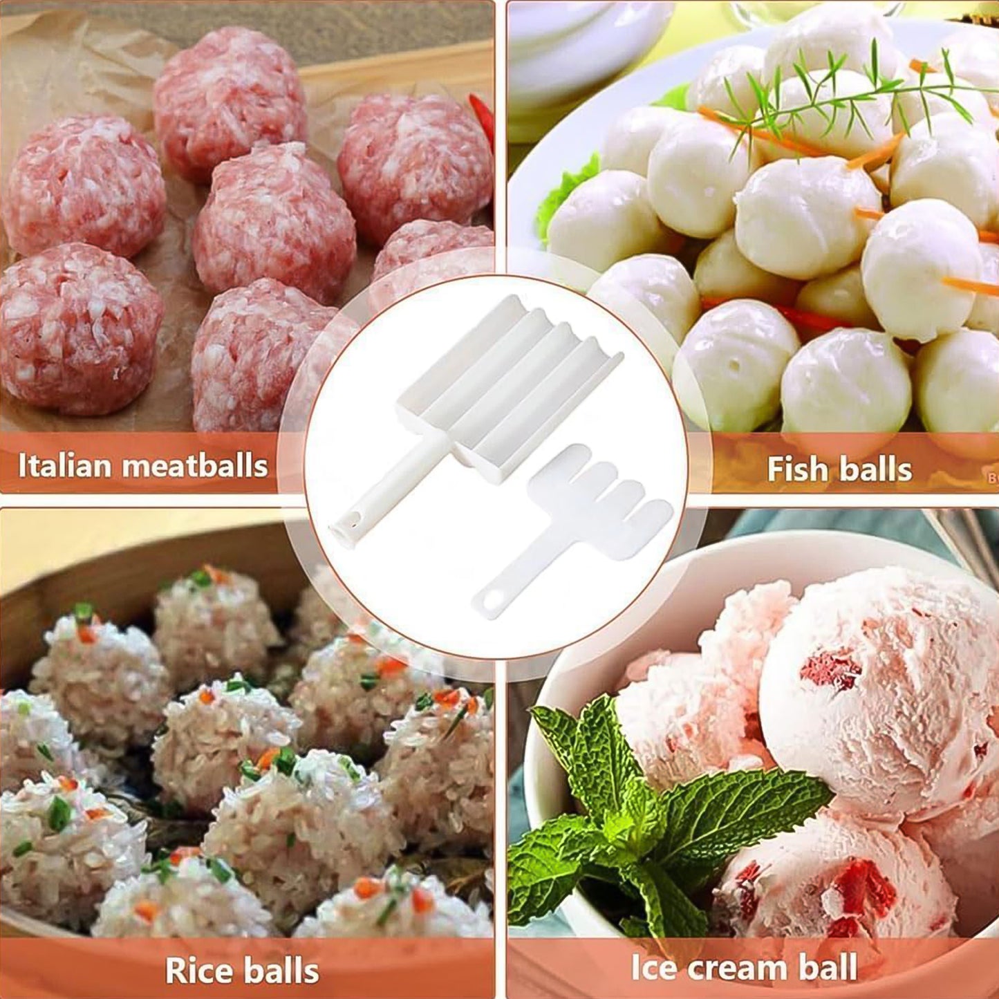 Wukusy Gujia meatball maker set, compact tool for shaping meatballs, with a stainless steel and plastic construction.