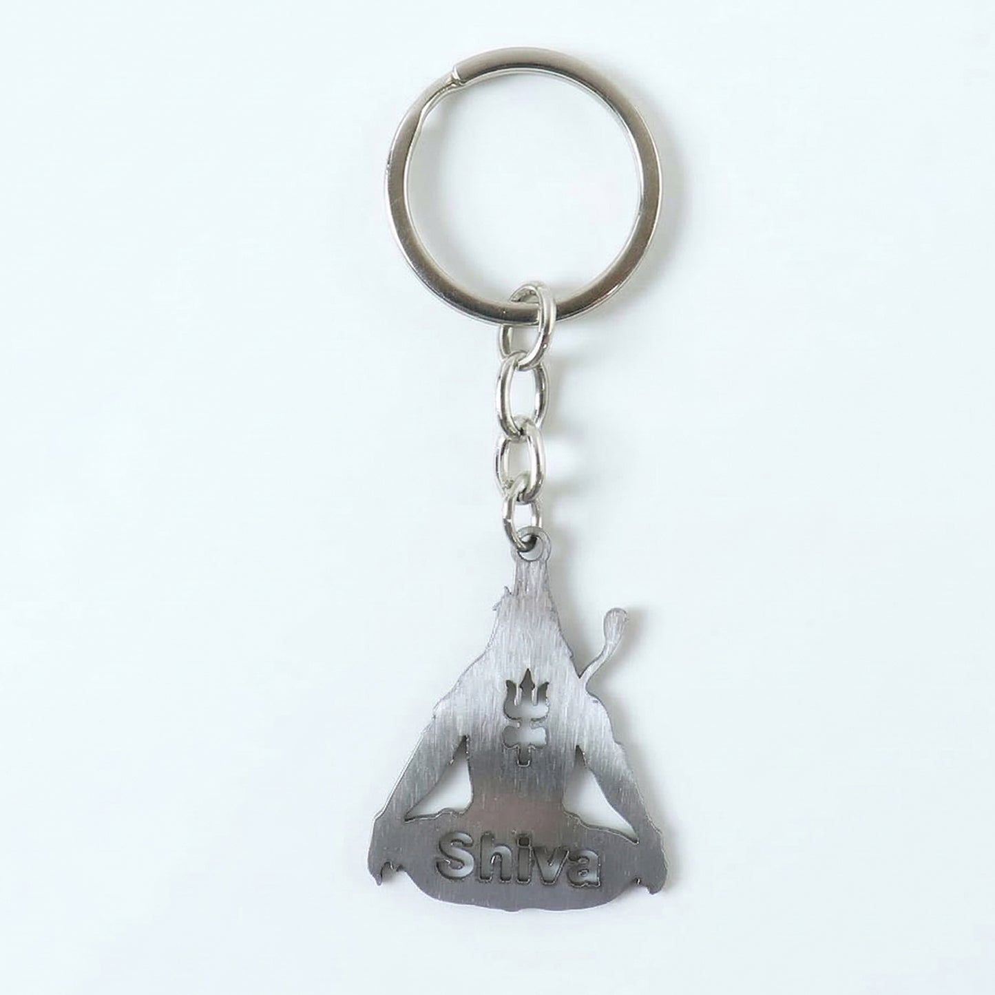 Premium metal Lord Shiva Trishul design keychain by Wukusy, featuring intricate Trishul craftsmanship on a durable keychain.