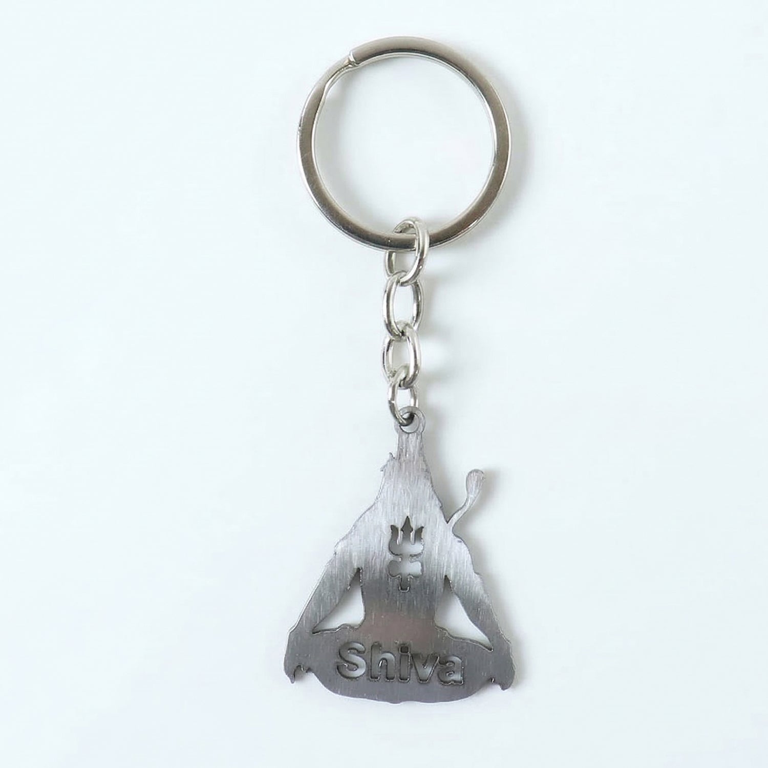 Premium metal Lord Shiva Trishul design keychain by Wukusy, featuring intricate Trishul craftsmanship on a durable keychain.