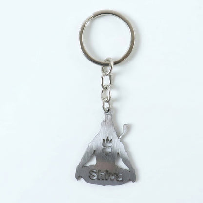 Premium metal Lord Shiva Trishul design keychain by Wukusy, featuring intricate Trishul craftsmanship on a durable keychain.
