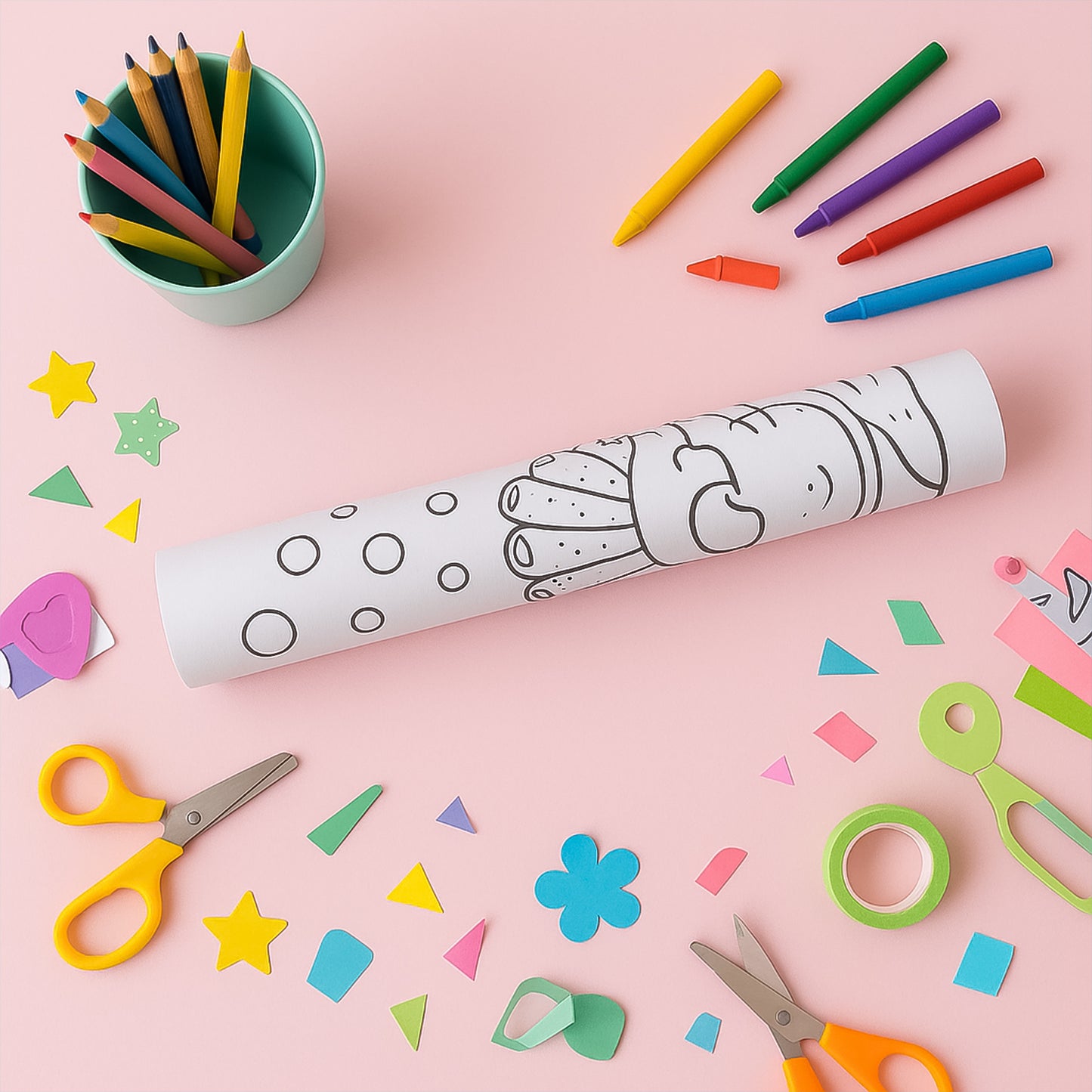 Coloring roll toy by Wukusy featuring vibrant images and educational designs, perfect for creative fun and learning.