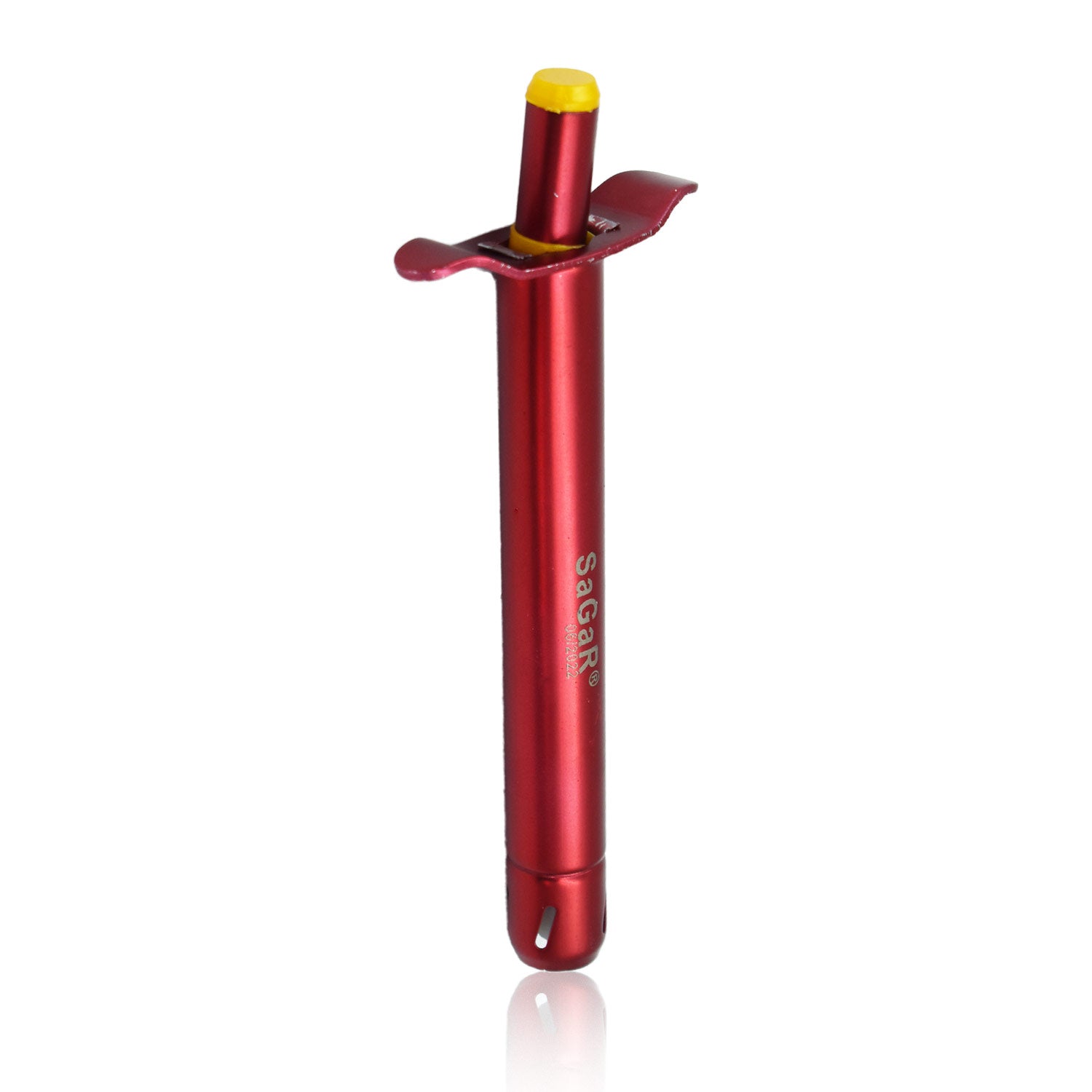 Wukusy 2828 stainless steel gas lighter, kitchen tool with a sleek metallic design and ergonomic ignition button.