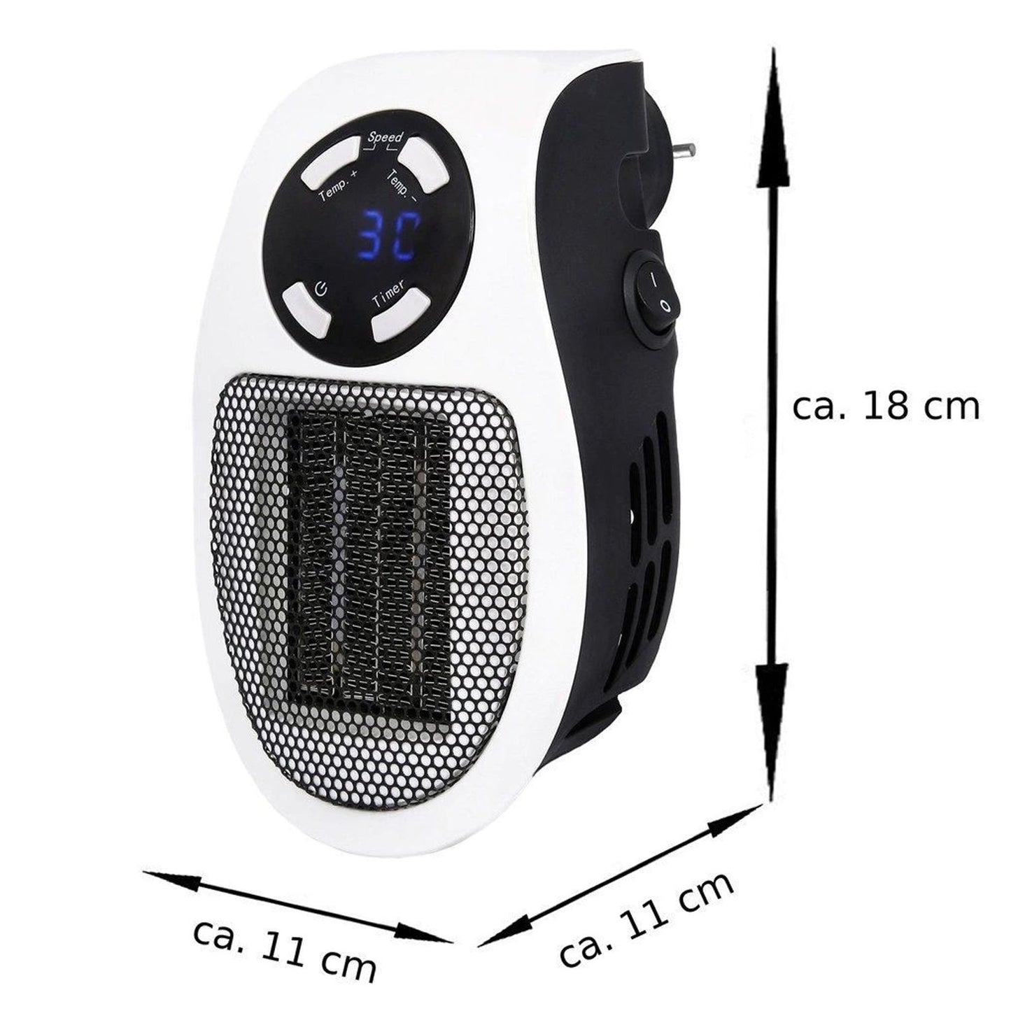 Wukusy 6033 portable electric mini fan heater on a desktop, compact home decor for quick warmth and comfort