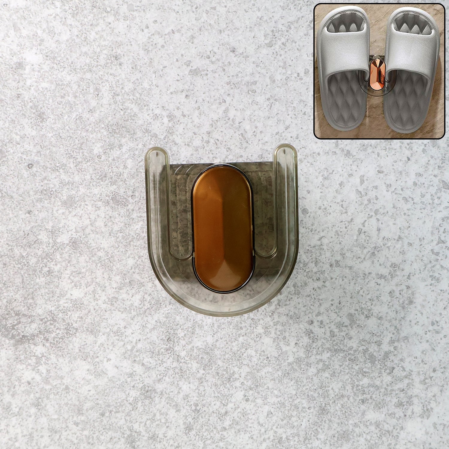Wukusy self-adhesive wall mount slipper holder attached to wall for organized footwear storage in home improvement setting.