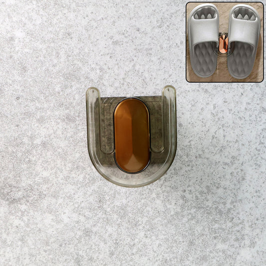 Wukusy self-adhesive wall mount slipper holder attached to wall for organized footwear storage in home improvement setting.