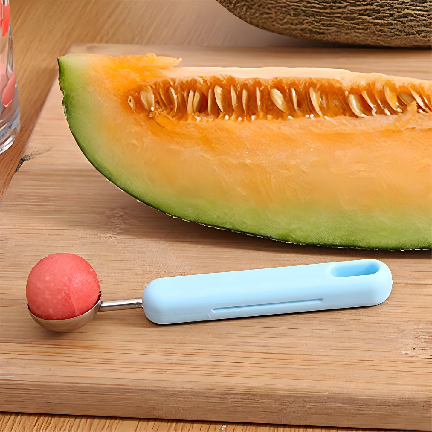 Wukusy multi-function melon baller and fruit cutter set with various tools for scooping and slicing fresh melons and fruits.