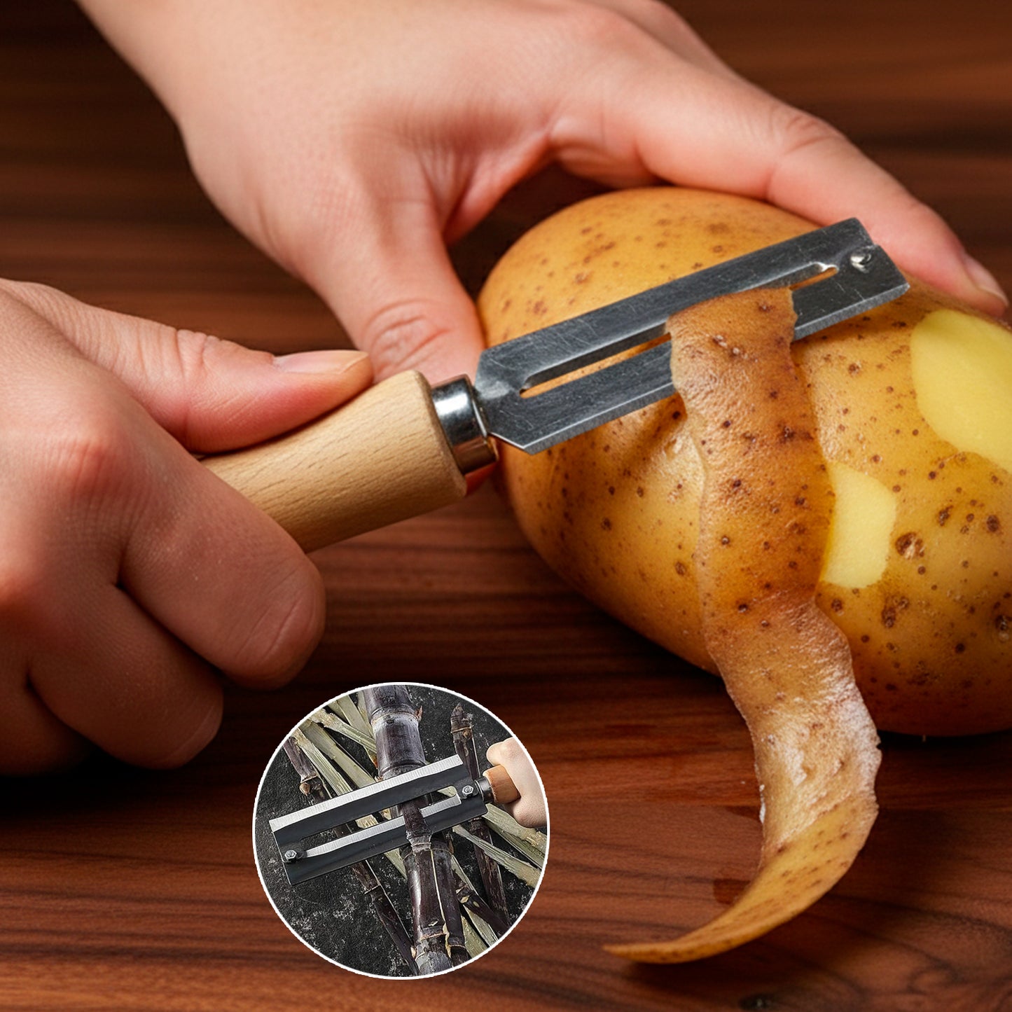 Wukusy stainless steel vegetable peeler with ergonomic handle, suitable for peeling carrots, potatoes, and other vegetables.