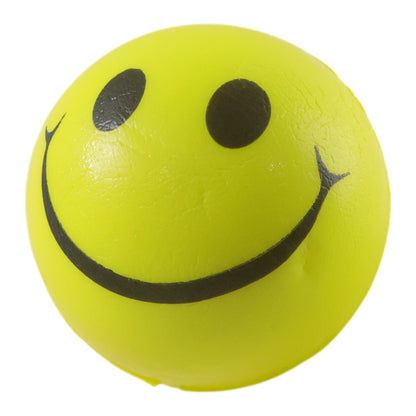 Soft foam smiley toy ball by Wukusy, featuring a cheerful yellow smiley face design, perfect for kids' play and sensory fun.