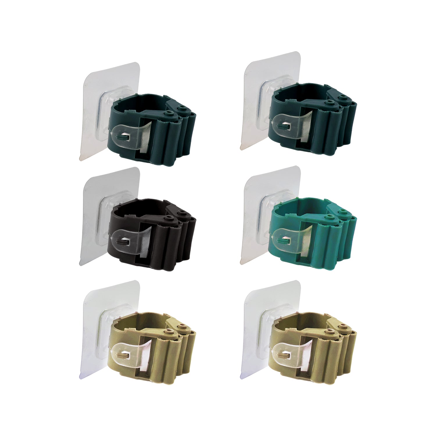 Set of six Wukusy self-adhesive mop and broom holder clips for convenient wall storage in home improvement.
