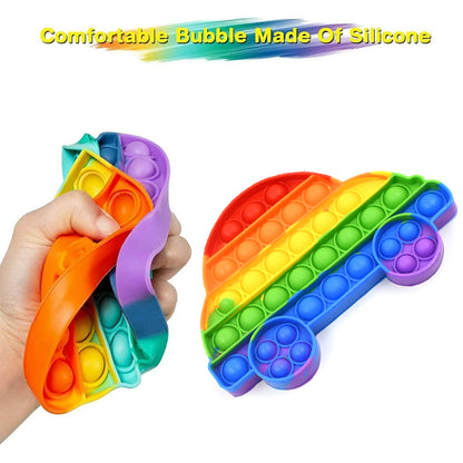 Wukusy Pop Fidget Toy with butterfly and car shapes, sensory push popper for stress relief, suitable for kids and adults.