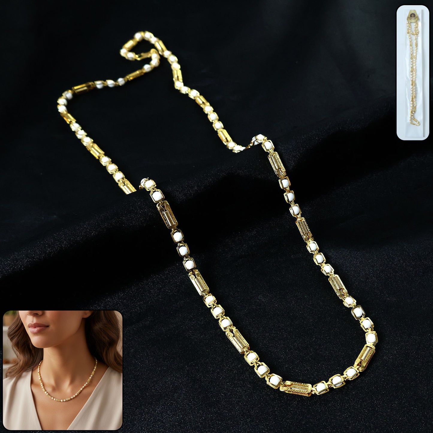 Gold-tone designer chain necklace from Wukusy, featuring a sleek and stylish design with interconnected links.