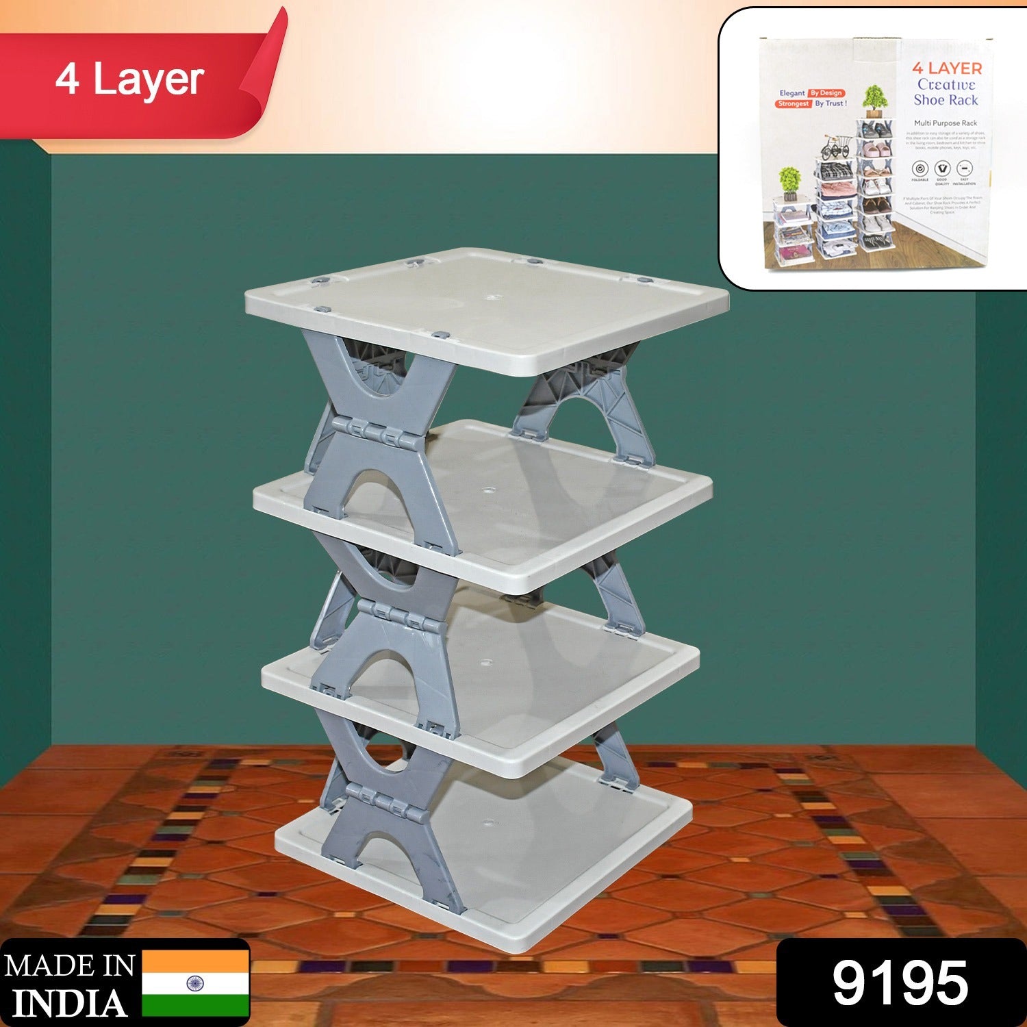 Wukusy foldable multi-layer plastic shoe rack with 4, 6, or 8 tiers for home entryway shoe organization and storage.