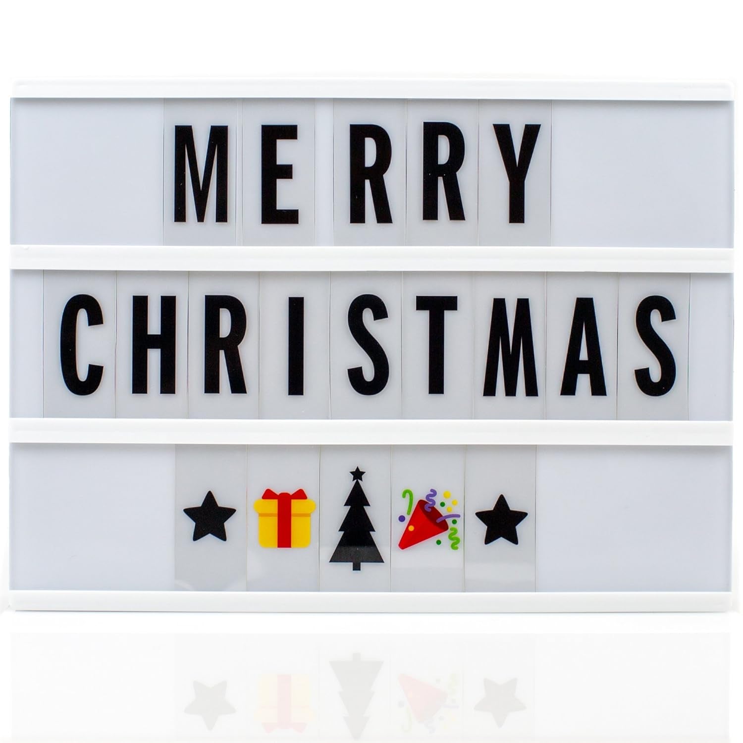 Black Mini A6 magnetic cinematic light box from Wukusy with 82 characters and 10 emojis, ideal for office or creative use