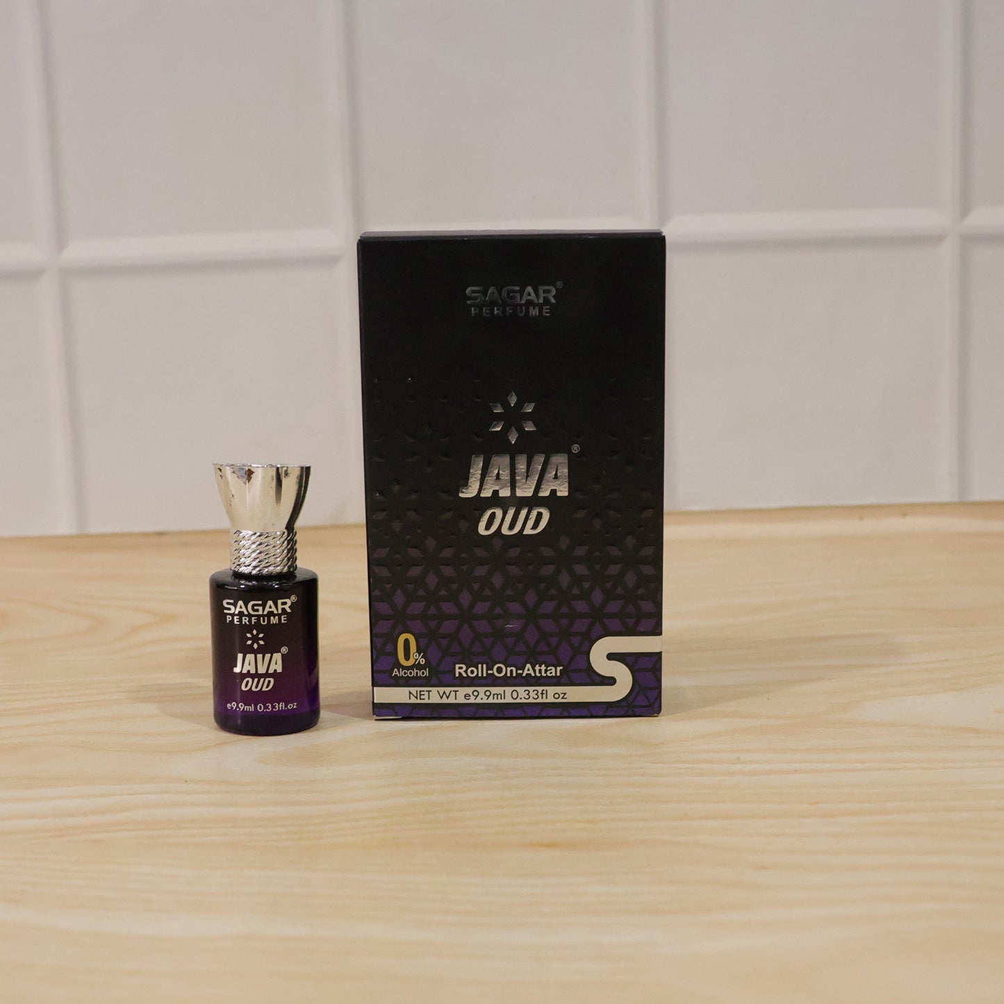 Wukusy Sagar Java Oud Roll-on Attar perfume oil in 9.9ml, alcohol-free fragrance for men and women, with a sleek roll-on bottle.