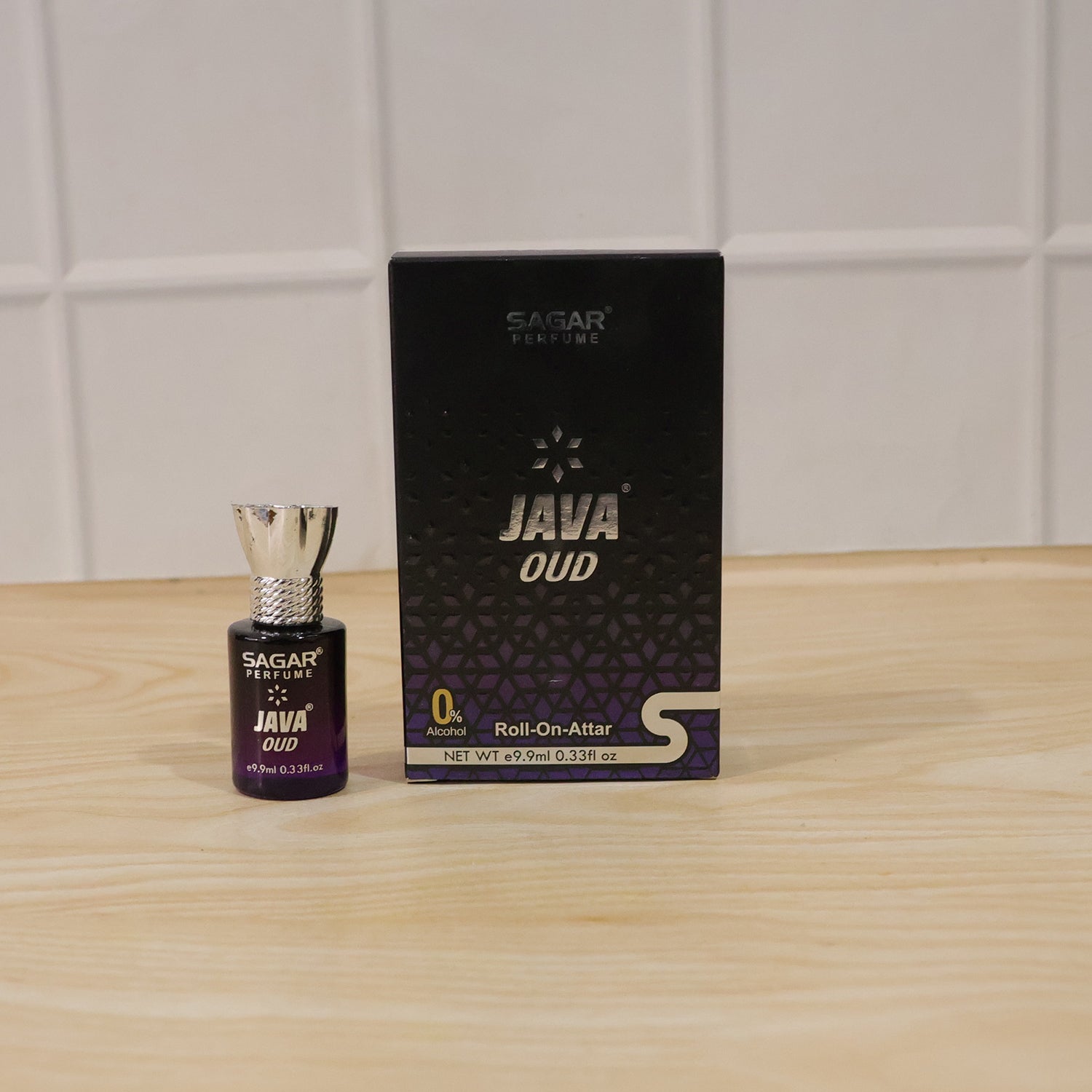 Wukusy Sagar Java Oud Roll-on Attar perfume oil in 9.9ml, alcohol-free fragrance for men and women, with a sleek roll-on bottle.