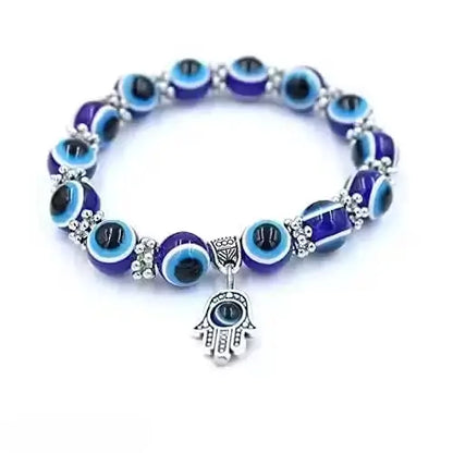 Ekom evil eye adjustable bracelet for women, featuring a blue eye charm on a delicate silver chain, symbolizing protection and style.