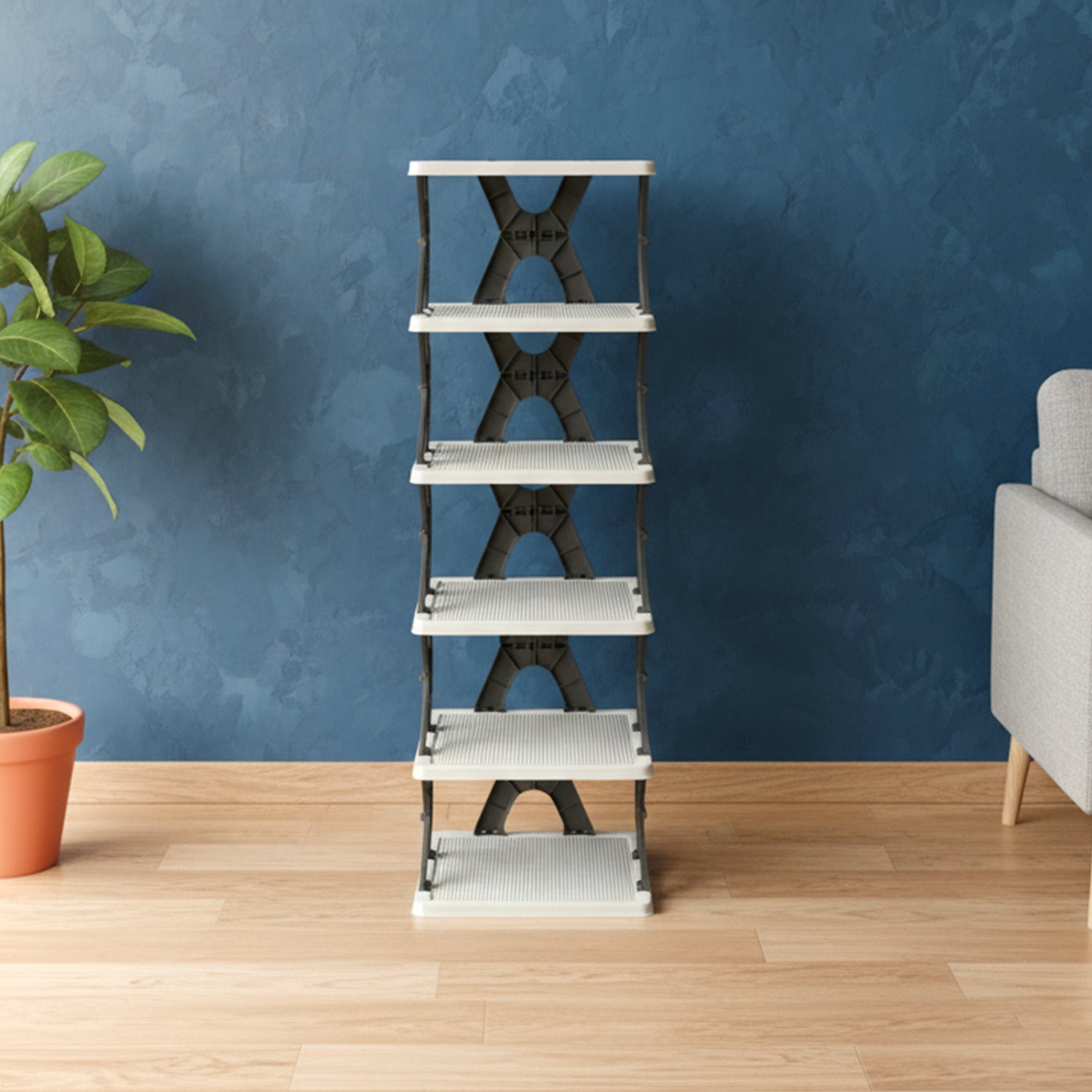 Wukusy 6-layer rectangle shoe rack stand with multiple tiers for organized shoe storage and easy access.