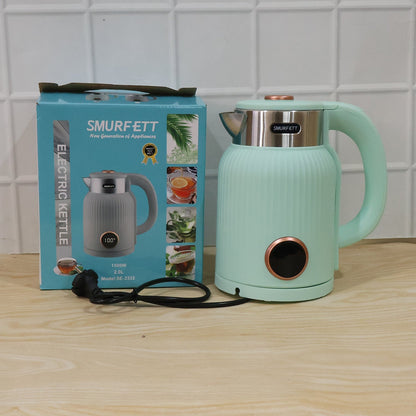 Wukusy electric 2L kettle with 1500W power for tea, coffee, milk, and hot water, shown on a kitchen countertop.