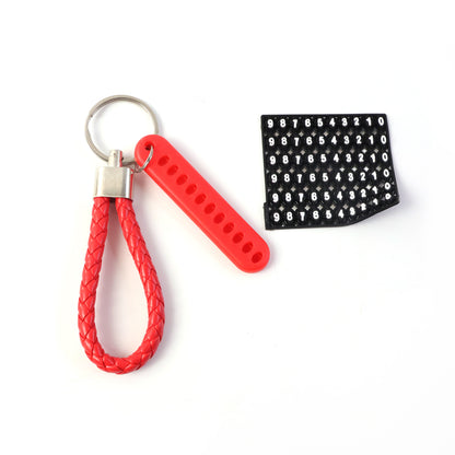 Wukusy anti-lost keychain with number plate attached to a set of keys, designed for easy identification and security.