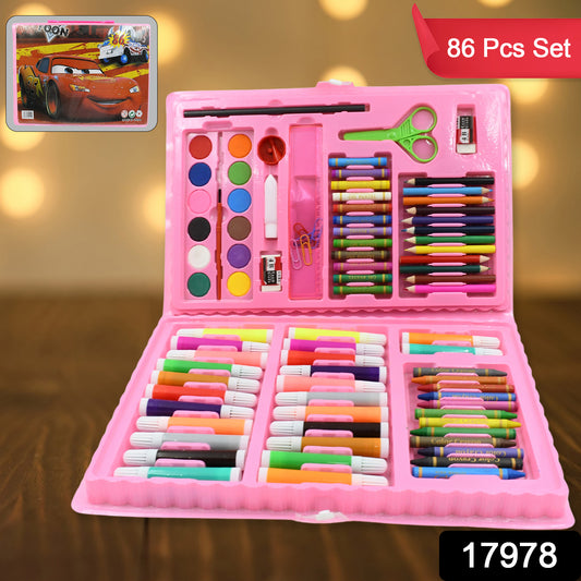 Wukusy 17978art kids art supplies set with colorful coloring case, includes 86 pieces for drawing, coloring, and painting for children.
