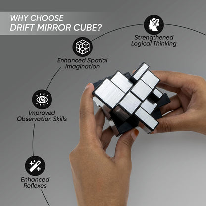 Wukusy Mirror Cube 3x3 puzzle toy with reflective silver surfaces, showcasing its shiny, geometric design and smooth-moving mechanism.