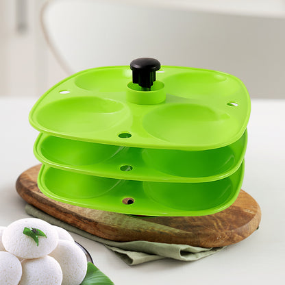 Wukusy 3-layer Idli stand for holding and serving idlis in household kitchens, made of durable material with multiple tiers.