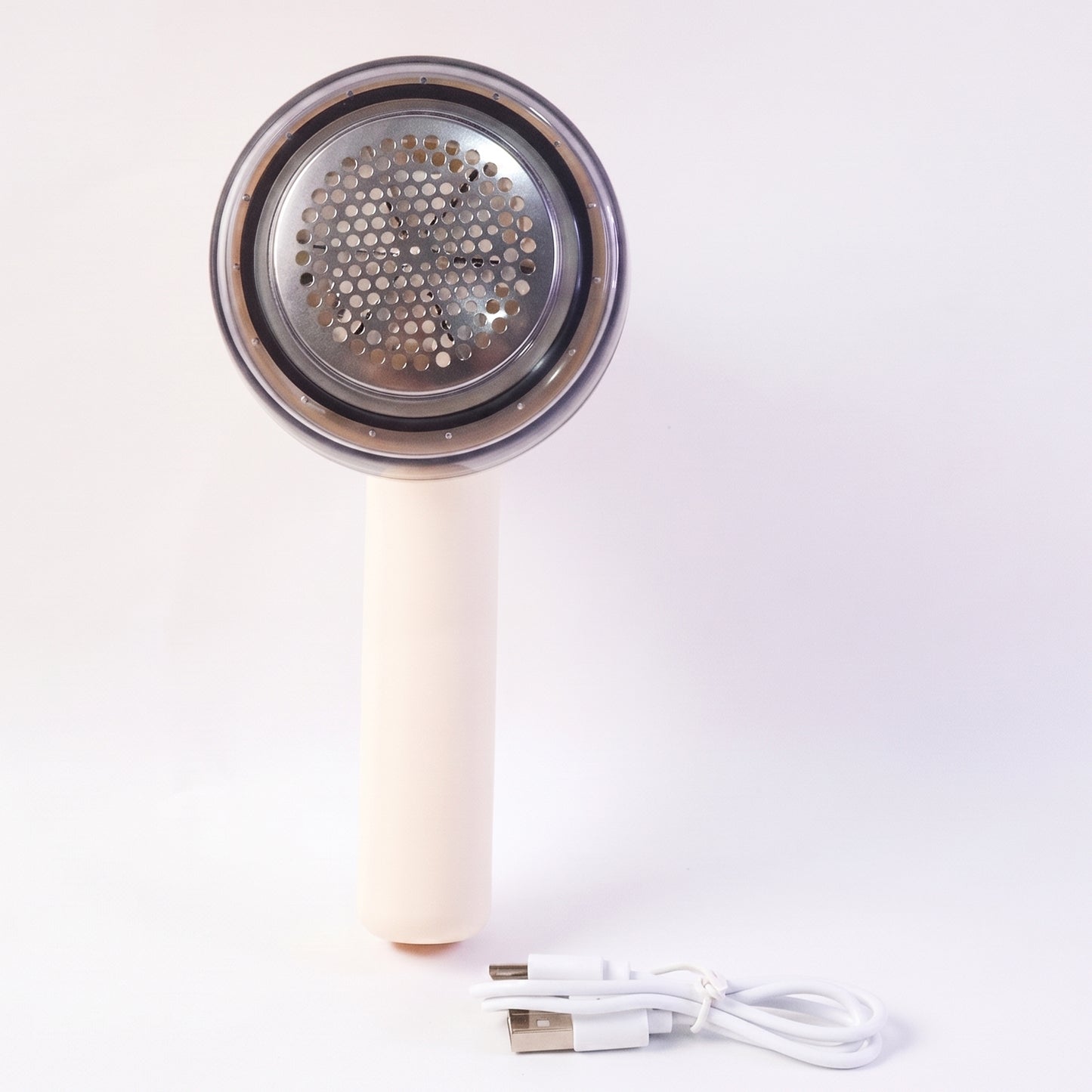 Wukusy rechargeable electric lint remover and fabric shaver for clothes, sweaters, sofa, and blankets, with a compact design.