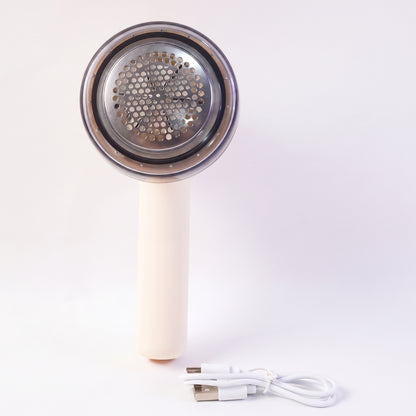 Wukusy rechargeable electric lint remover and fabric shaver for clothes, sweaters, sofa, and blankets, with a compact design.
