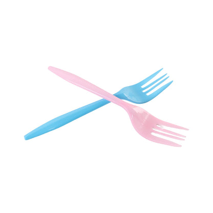 Set of 24 multicolour reusable plastic forks from Wukusy, unbreakable dinner forks for casual dining and outdoor use.
