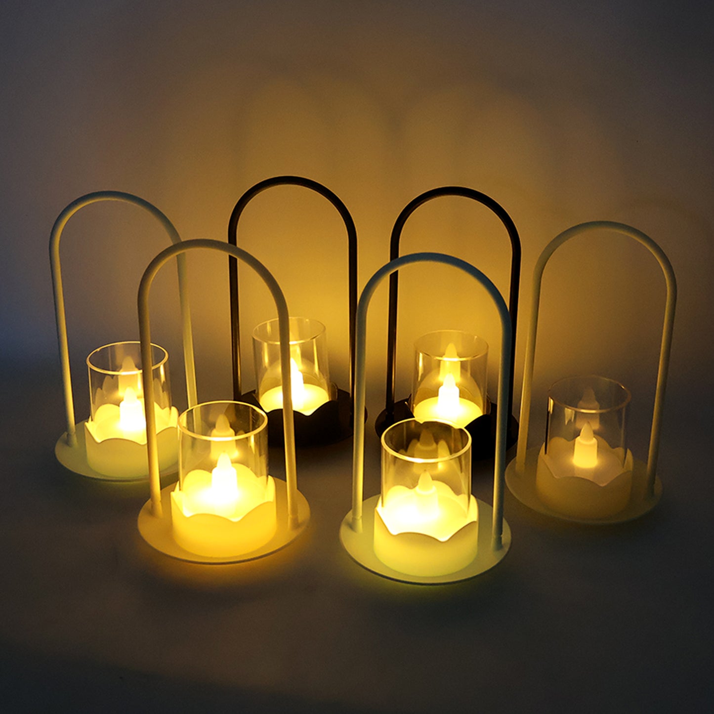 Set of six Wukusy decorative plastic wind light flameless LED candles for home decor with a warm, flickering glow