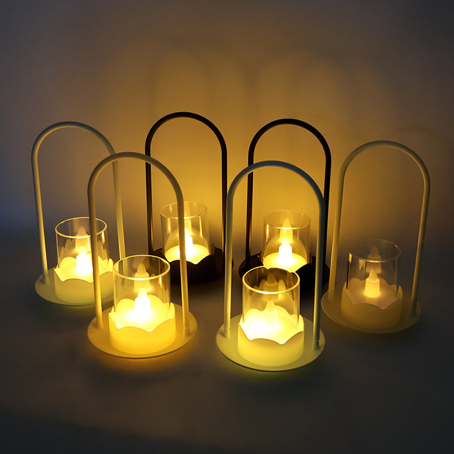 Set of six Wukusy decorative plastic wind light flameless LED candles for home decor with a warm, flickering glow