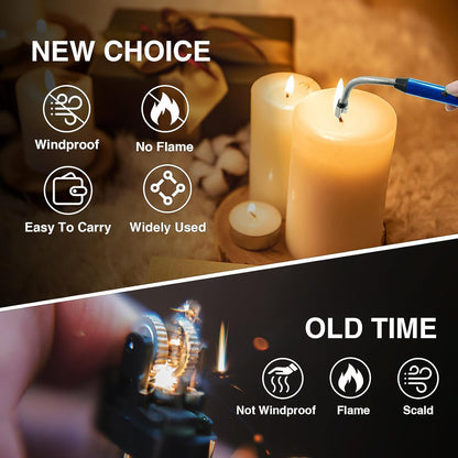 Wukusy metal rechargeable electric arc lighter with flexible neck, ideal for home and kitchen use, shown in the image.