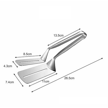 Wukusy 2919 multifunction cooking and serving turner, stainless steel BBQ steak clip, kitchen tong for frying and grilling.