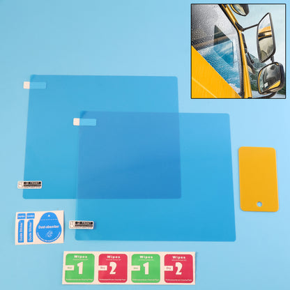 Wukusy mirror protection film set, 2-piece 2018 cm for vehicle mirrors, transparent adhesive film for scratch and impact protection.