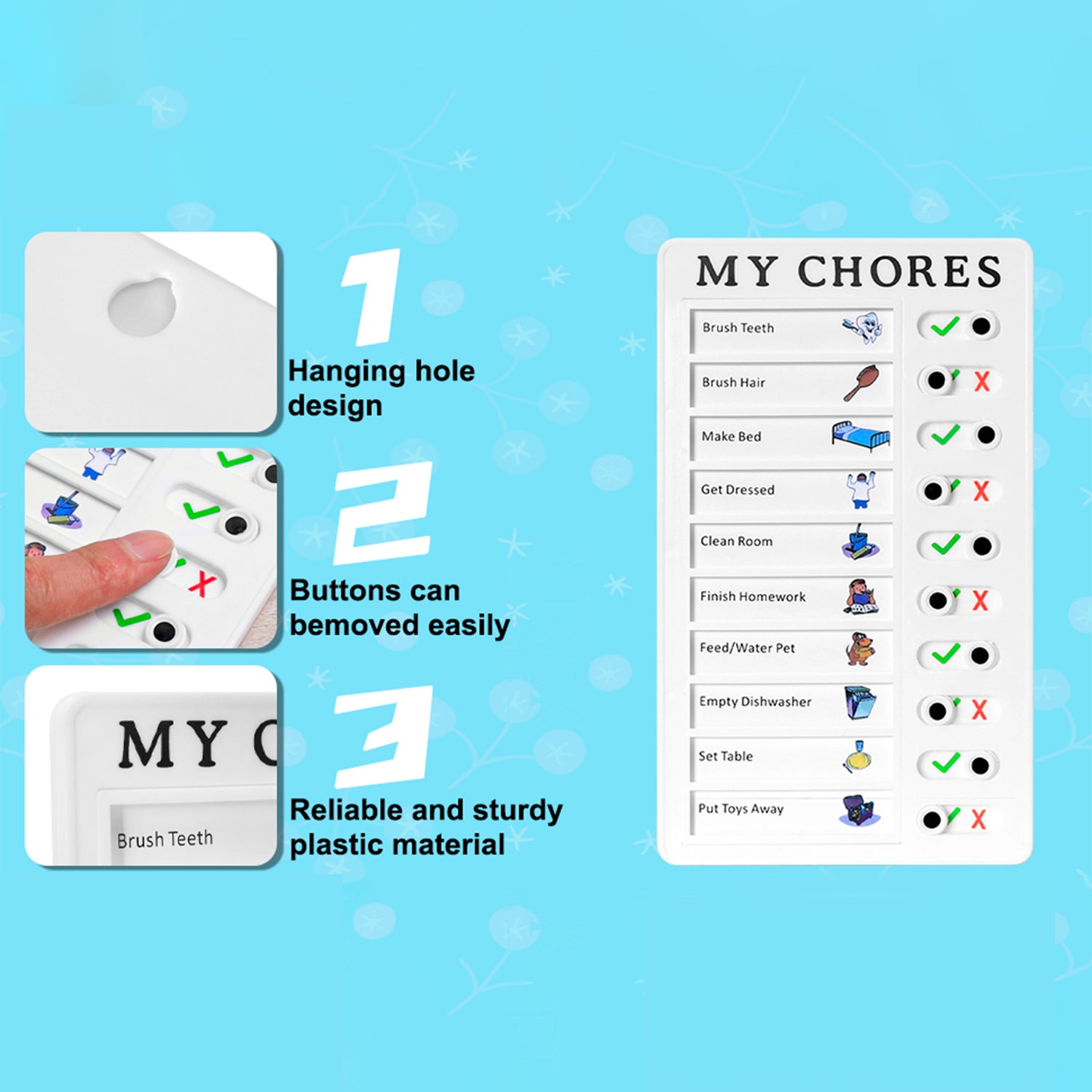 Wukusy 20x12cm portable My Chores home note board with planning and reminder sections for toy management and organization.