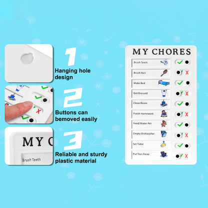 Wukusy 20x12cm portable My Chores home note board with planning and reminder sections for toy management and organization.