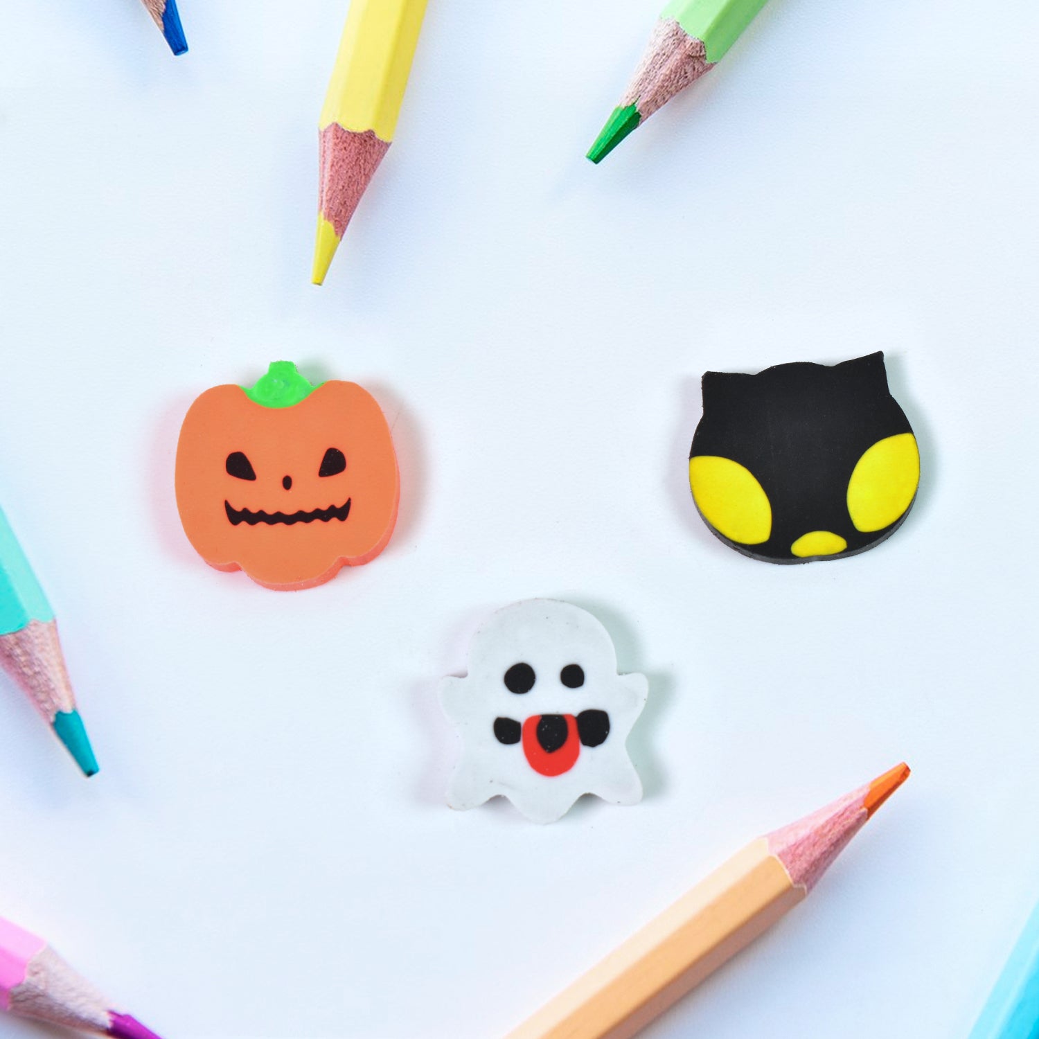Colorful cartoon shape rubber eraser by Wukusy, featuring playful mixed designs, ideal for office or school use.