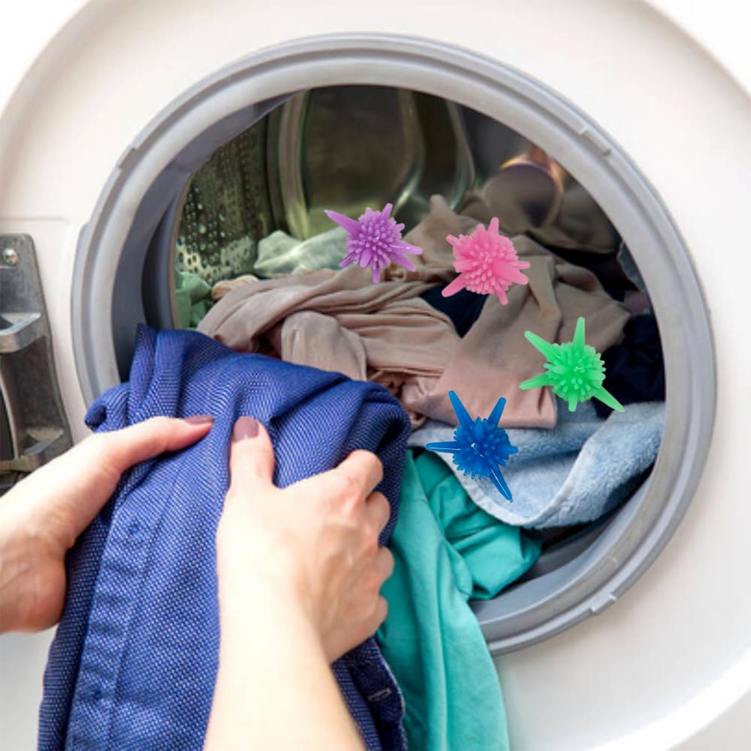 Set of 50 Wukusy reusable laundry washing balls in mixed colors for eco-friendly home laundry improvement.