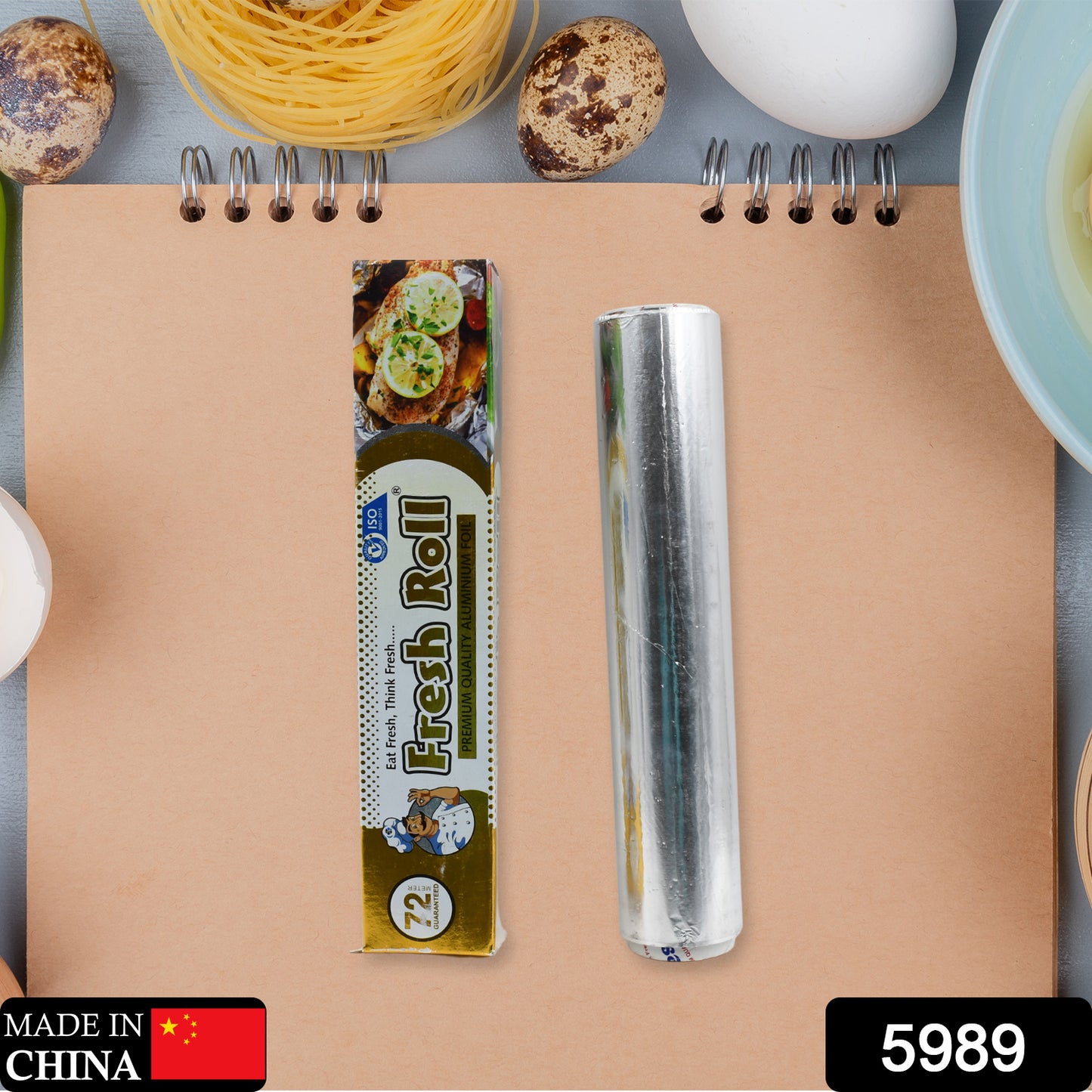 Wukusy premium food grade aluminum foil roll, heavy-duty non-stick thick foil sheet for baking and grilling, 72 meters length.