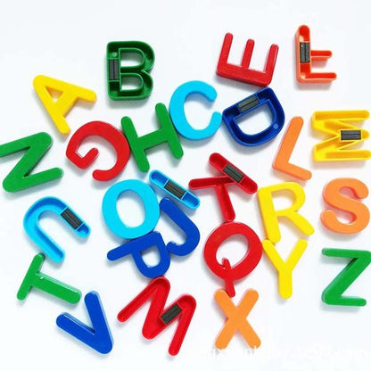 Wukusy 1924 Magnetic Letters toy set with colorful metal alphabet letters for learning spelling and literacy skills.