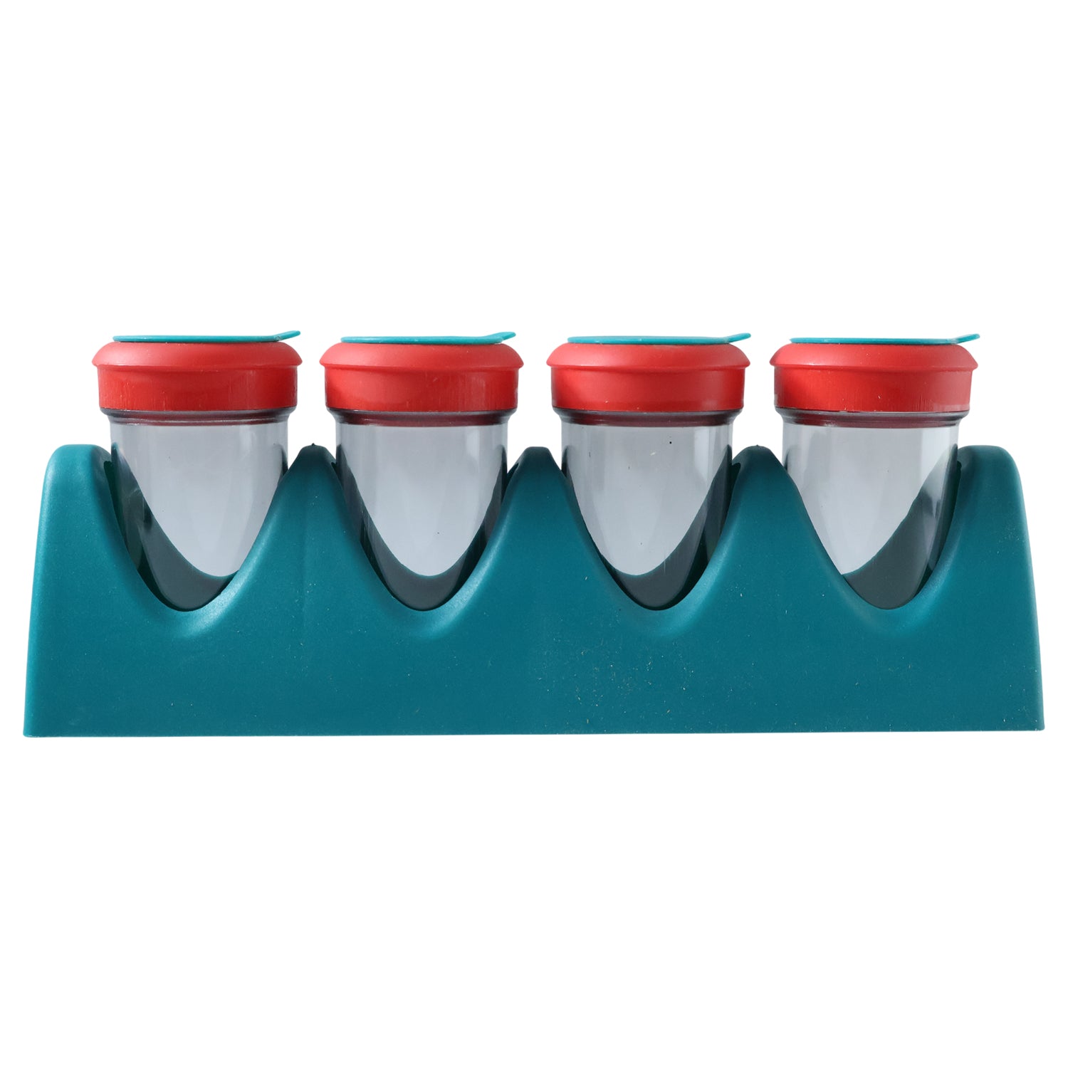 Wukusy 4-in-1 multipurpose spice shaker set with four compartments and clear lids for easy seasoning organization.