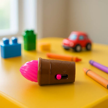 Mini Wukusy ice cream cone toy, realistic-looking plastic dessert, perfect for play or display, detailed and colorful.