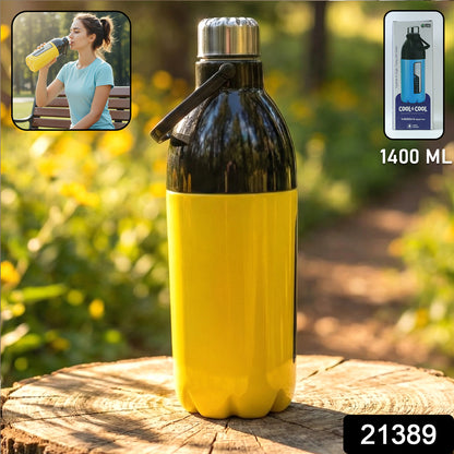 Wukusy large capacity leakproof water bottle in 1400ml, clear plastic with a secure screw lid and ergonomic design.