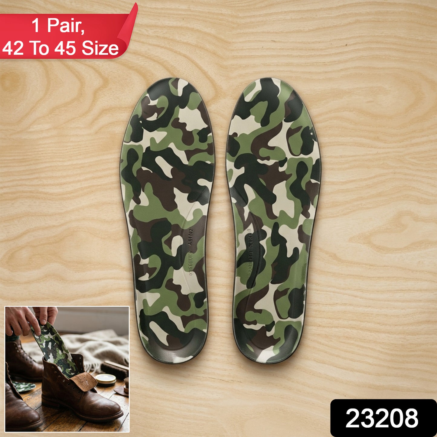Wukusy premium cushion support insoles for shoes, size 42-45, showing soft, supportive foam inserts for comfortable footwear.