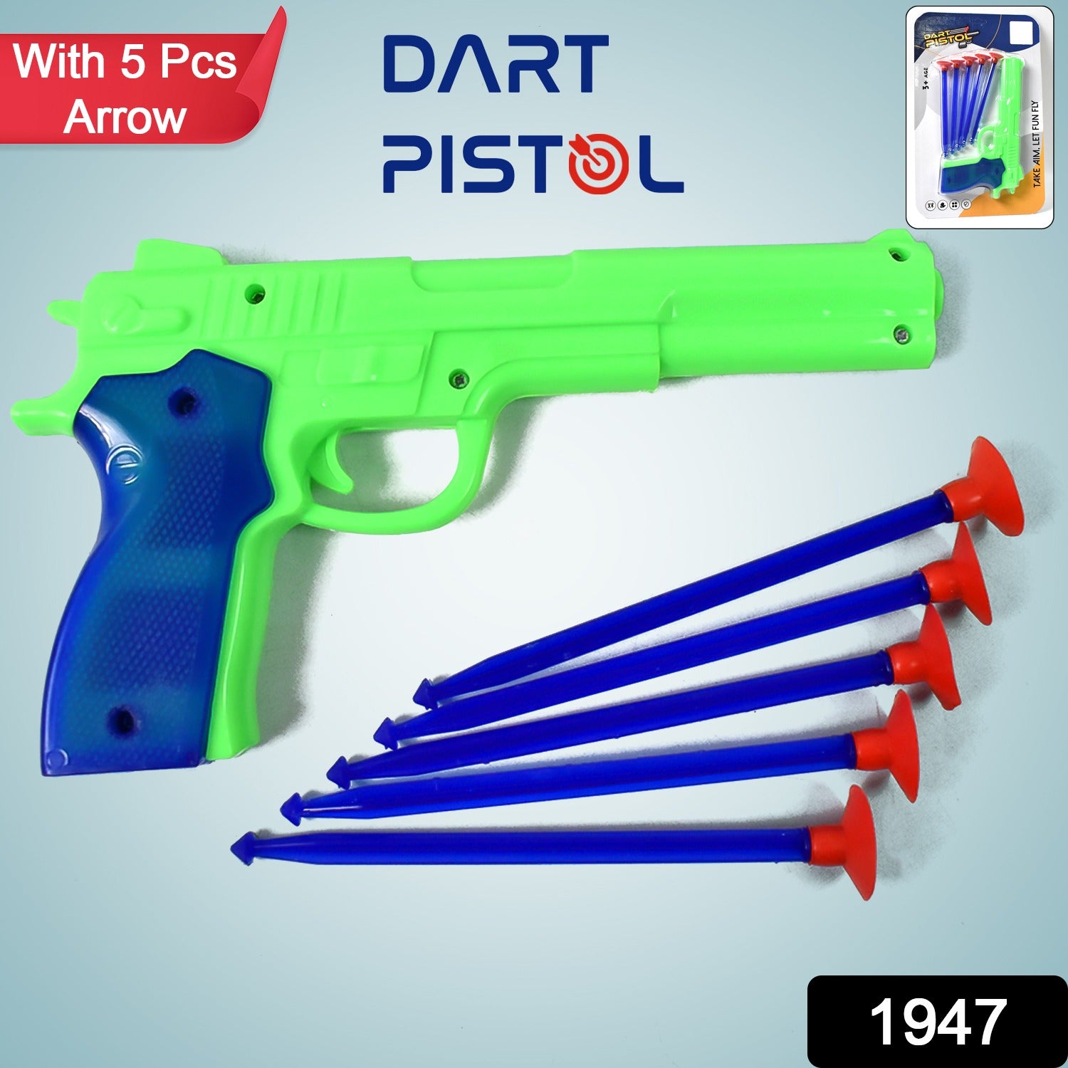Wukusy medium-sized plastic toy gun with five soft suction dart bullets, designed for safe outdoor play.