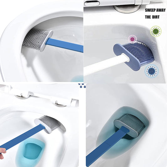 Wukusy 1410L silicone toilet brush with flexible soft bristles and quick-dry holder, ideal for toilet cleaning accessories.