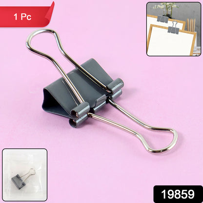 Heavy-duty Wukusy foldback binder clip, 1 piece, used for home improvement tasks, with metal handles and sturdy construction.