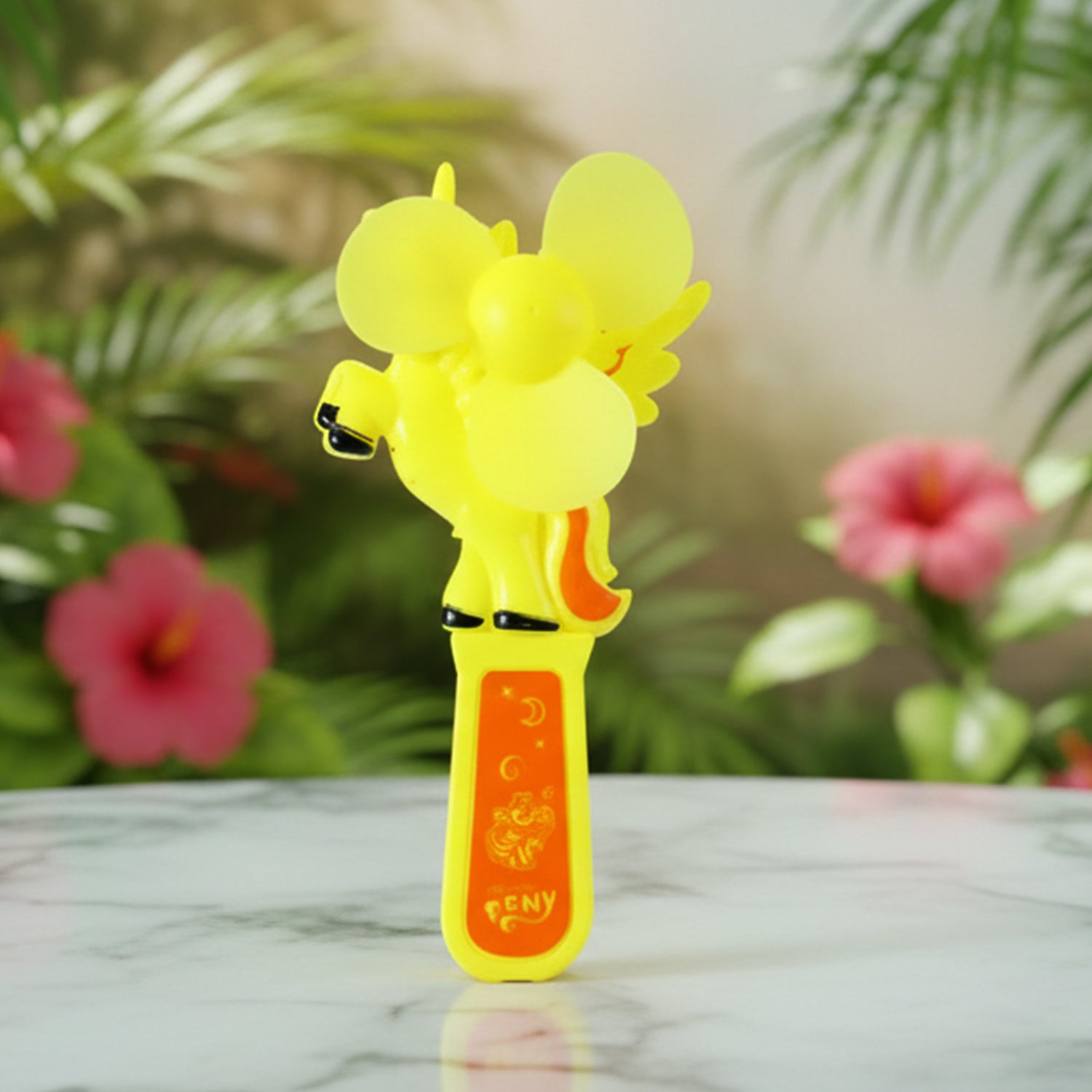 Mini portable cartoon fan toy by Wukusy, colorful hand press fan with fun cartoon design, ideal for cooling and playful use.