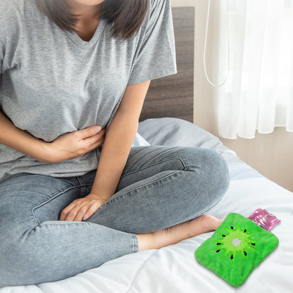 Wukusy Green Sun Small Hot Water Bag with cover, used for pain relief, neck, shoulder, hand, foot warmth, and menstrual cramps.
